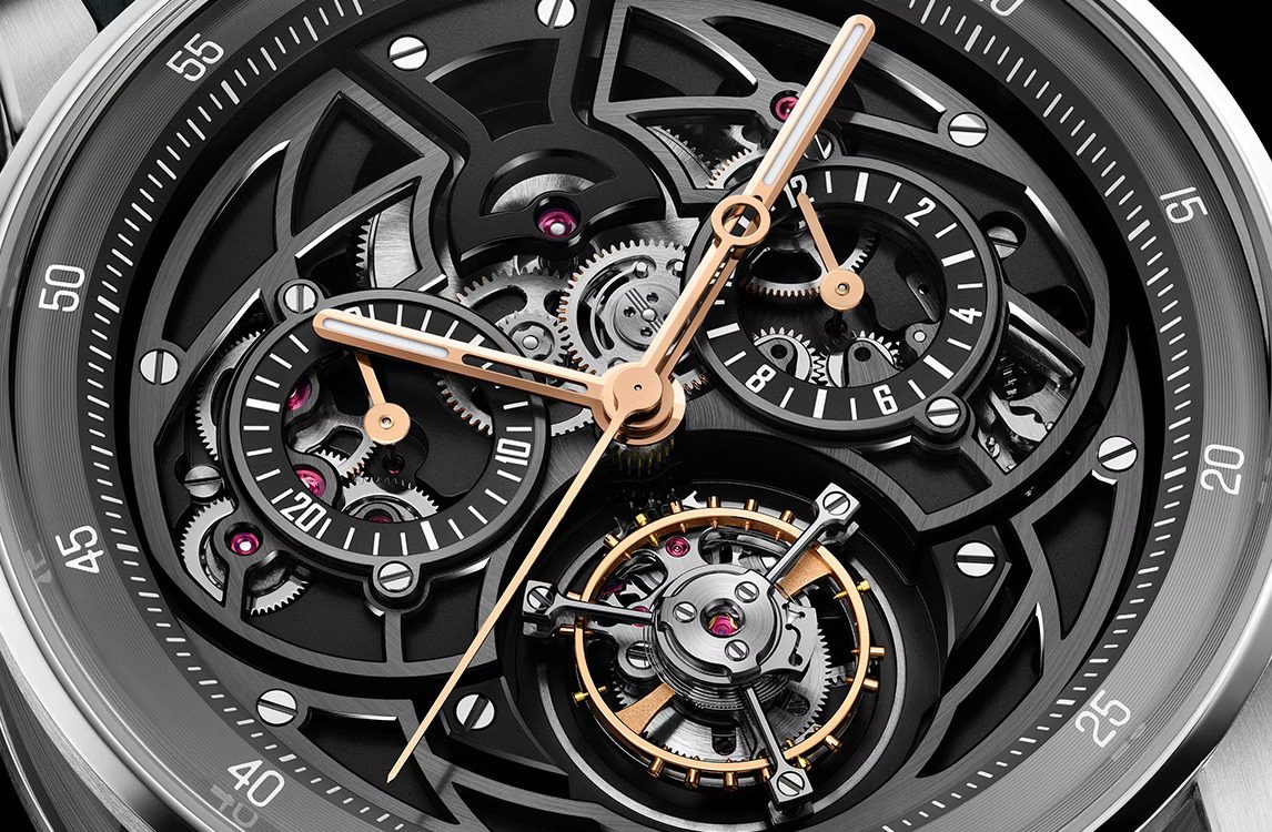 close up on dial for Code 11.59 by Audemars Piguet Selfwinding Flying Tourbillon Chronograph