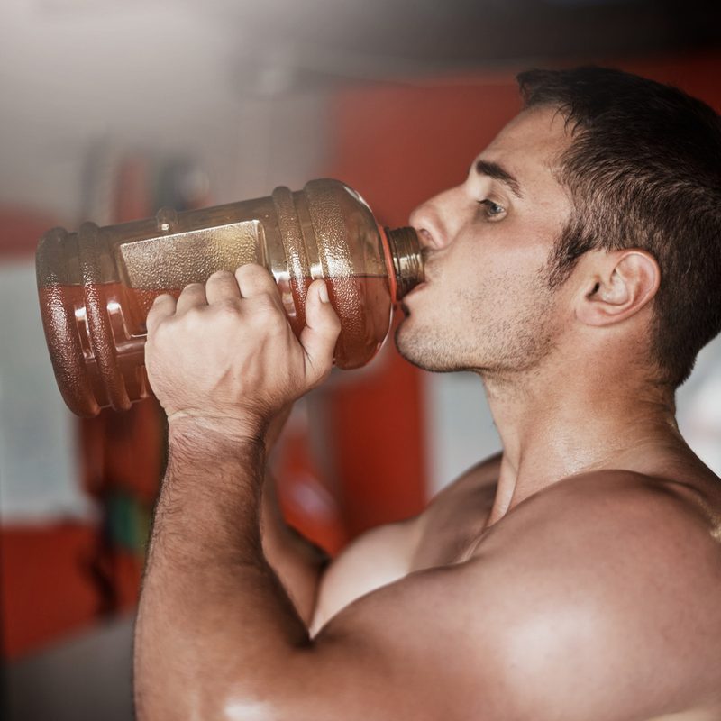 Man drinking pre workout