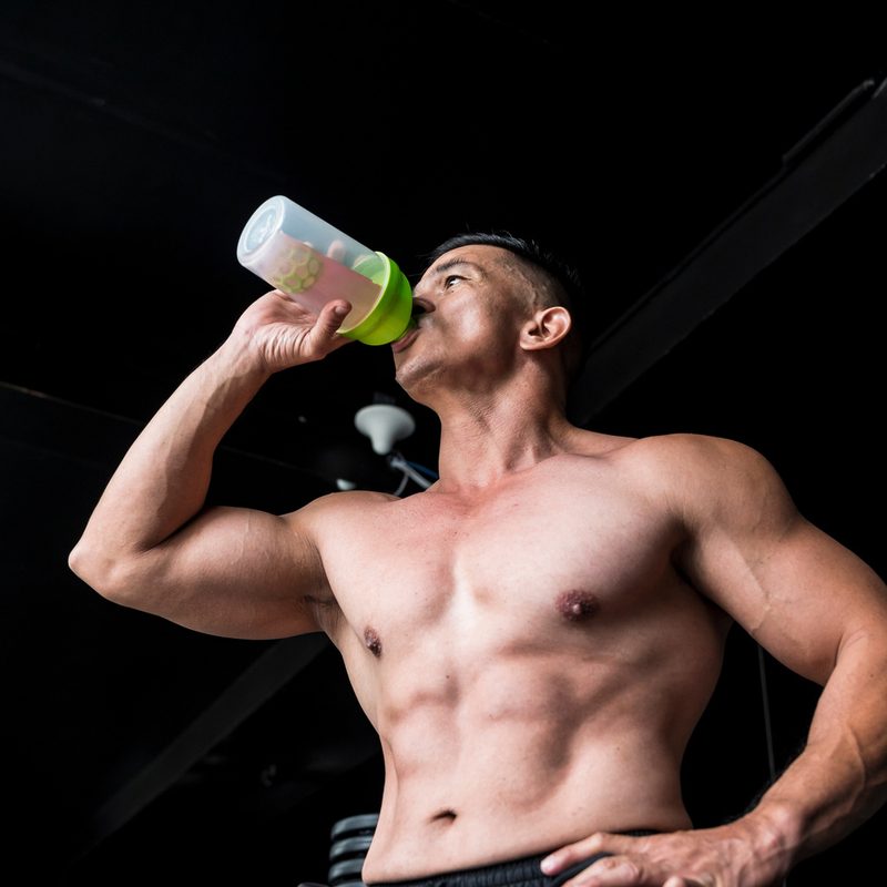 Man drinking pre workout.