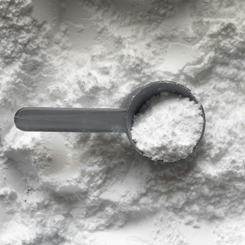 Creatine in a spoon on top of spilled creatine