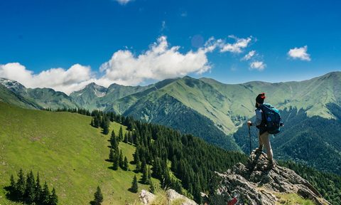 A man rucking in nature