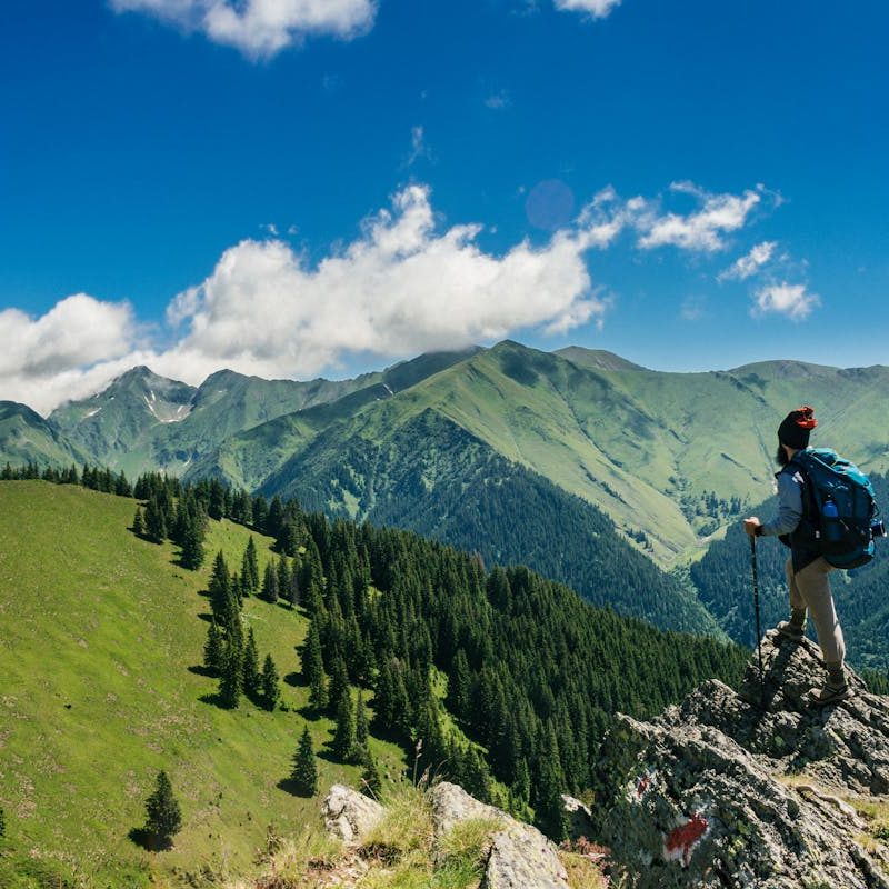 A man rucking in nature