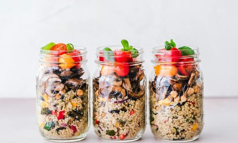 Three meals prepared in jars