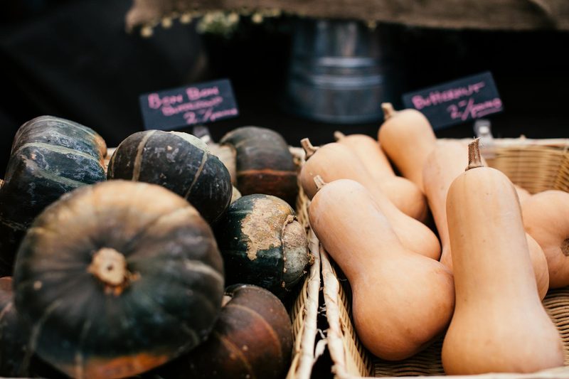 Assorted squash including acorn and butternut