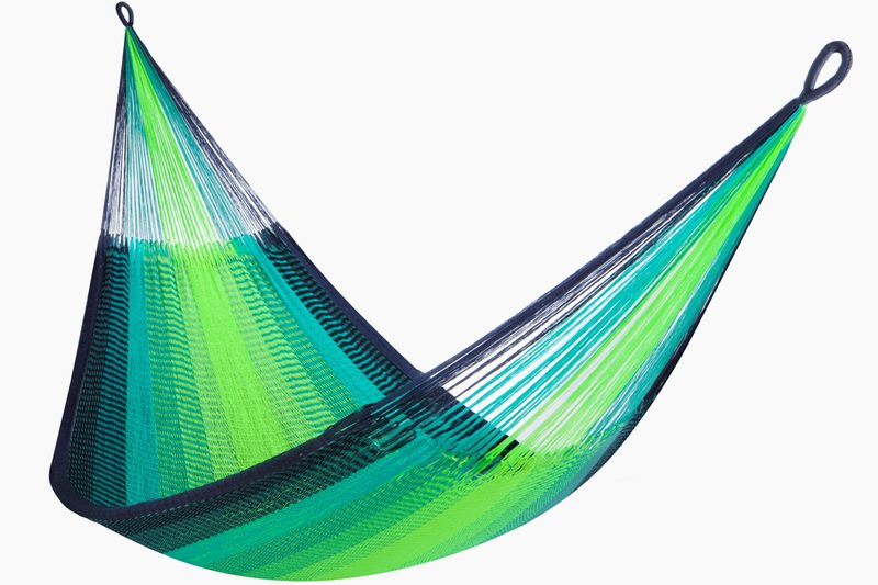 Yellow Leaf Double/Family Hammock isolated on a plain white background.