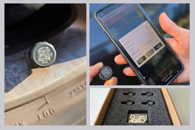 Three images of the PressureTech device and app