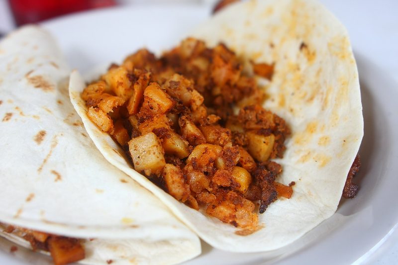 a chorizo taco at Juan in a Million