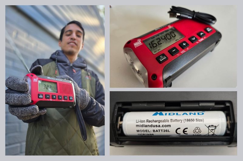 Battery and body of the emergency device in three pictures