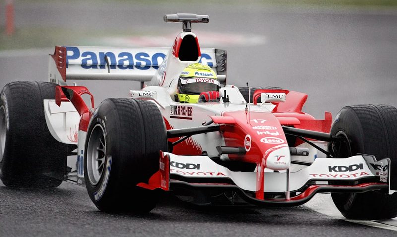 A Toyota works team F1 race car from the early 2000s.