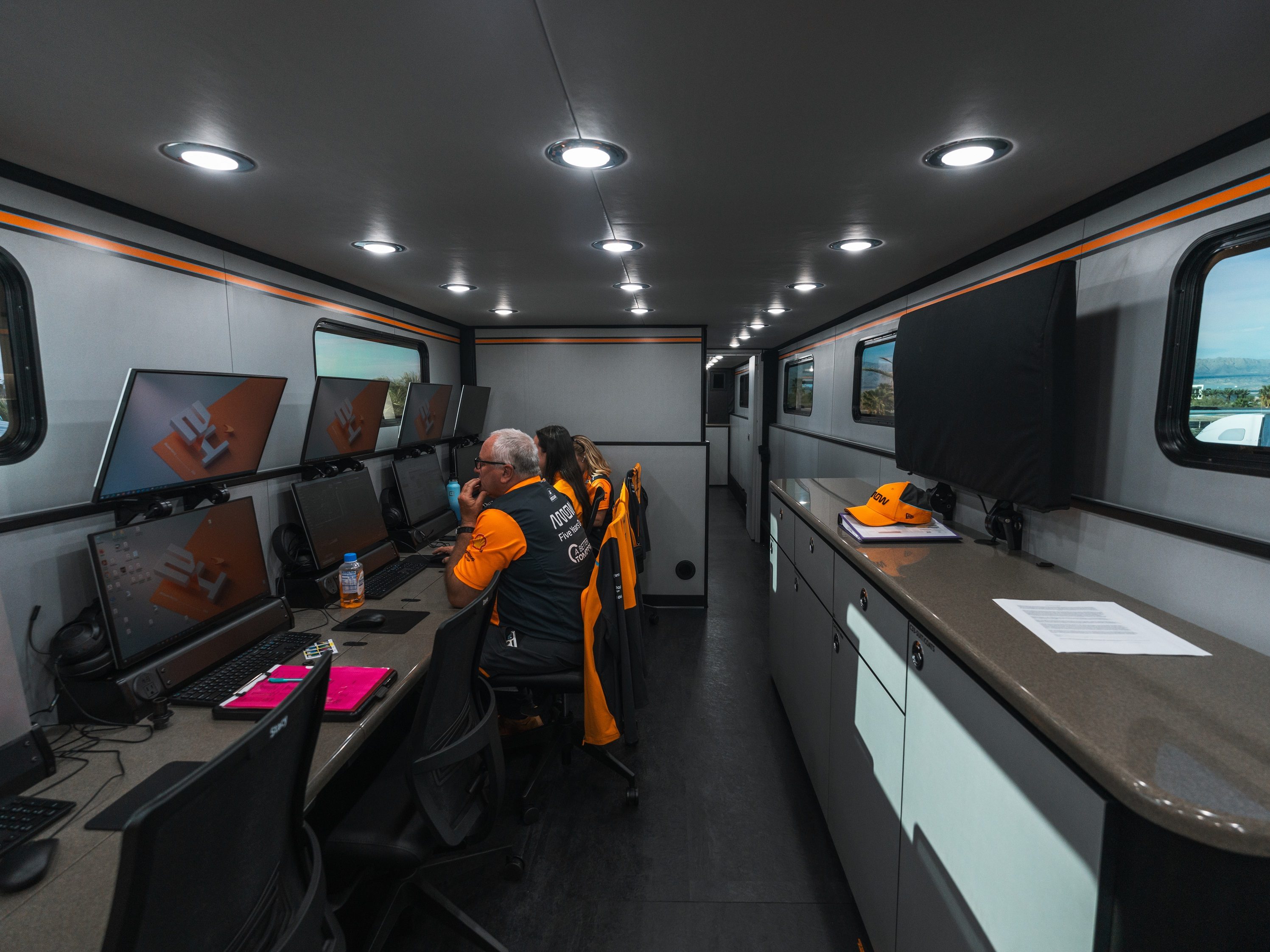 A look inside the Strategy Control trailer -- Arrow McLaren's operations center