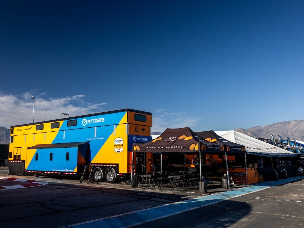Arrow McLaren Strategy Control trailer parked at the racetrack.