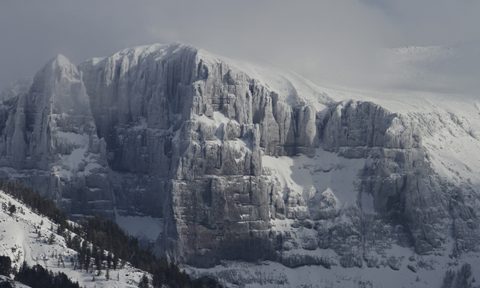 West ridge of Amphitheater Mountain at Yellowstone National Park in the winter