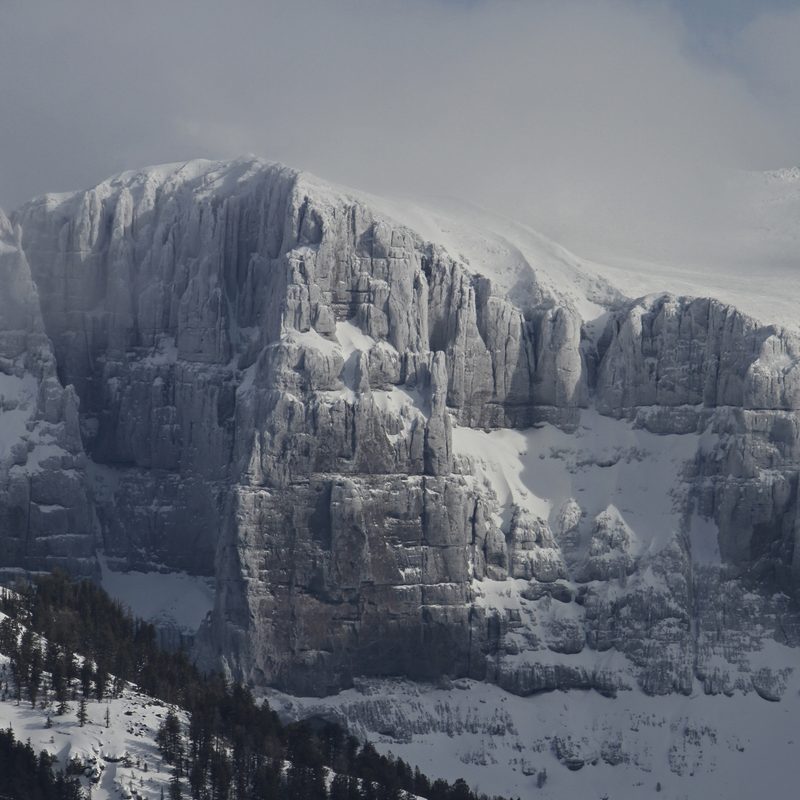 West ridge of Amphitheater Mountain at Yellowstone National Park in the winter