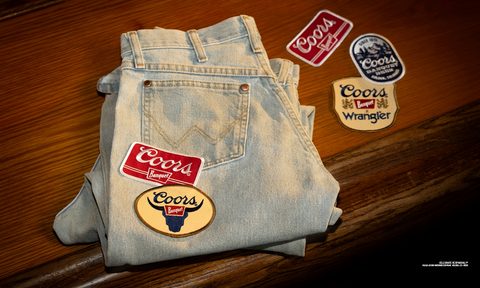 wrangler x coors beer wash banquet patches