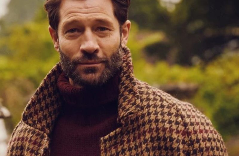 Cordings Houndstooth coat and burgundy turtleneck