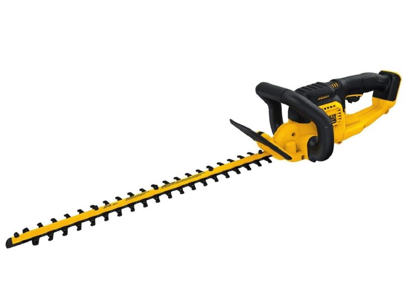 The DeWalt 20V Max Cordless Hedge Trimmer on a white background.