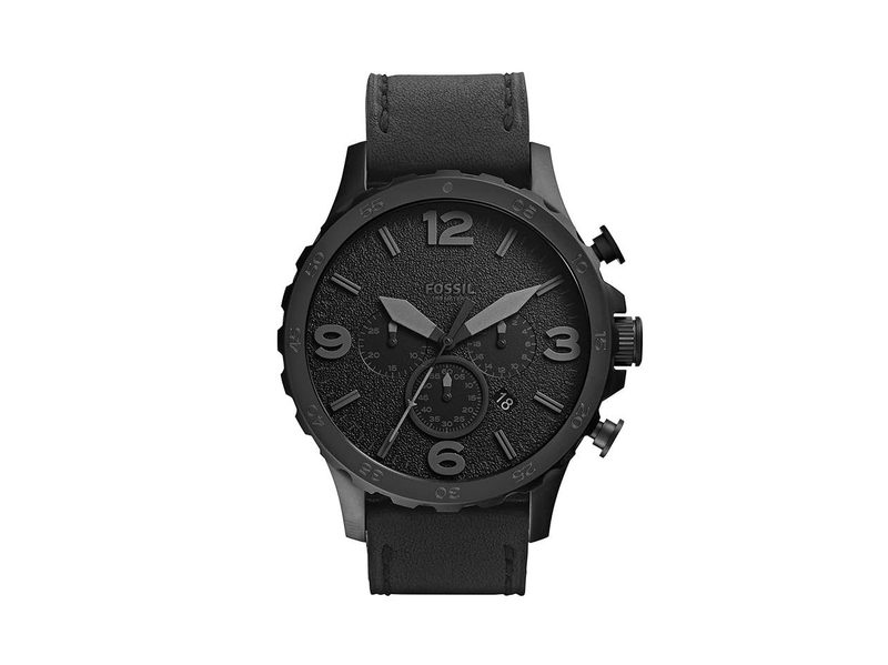 The Fossil Nate Men's Watch features a beautifully textured black dial.