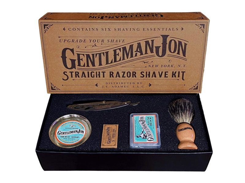Everything included in the Gentleman Jon Straight Razor Shave Kit.