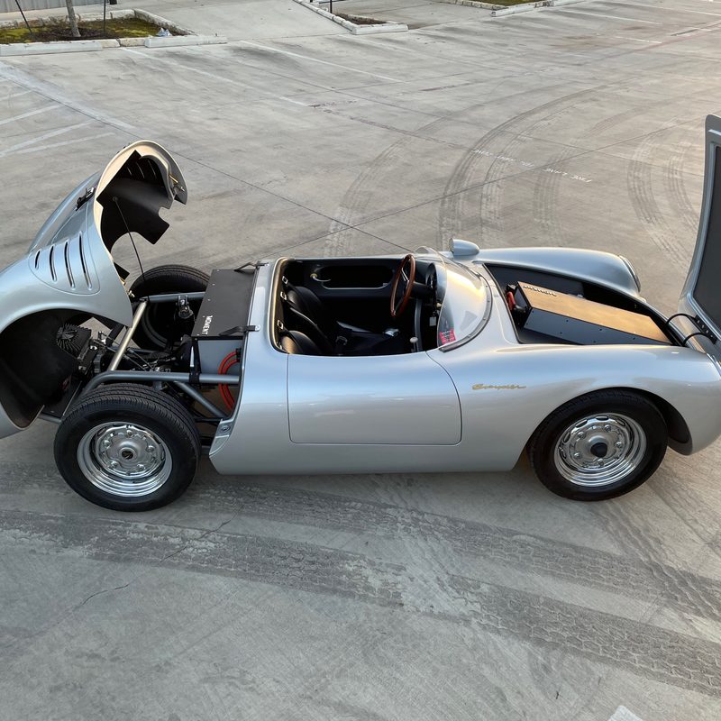 Moment Motor company silver car EV conversion