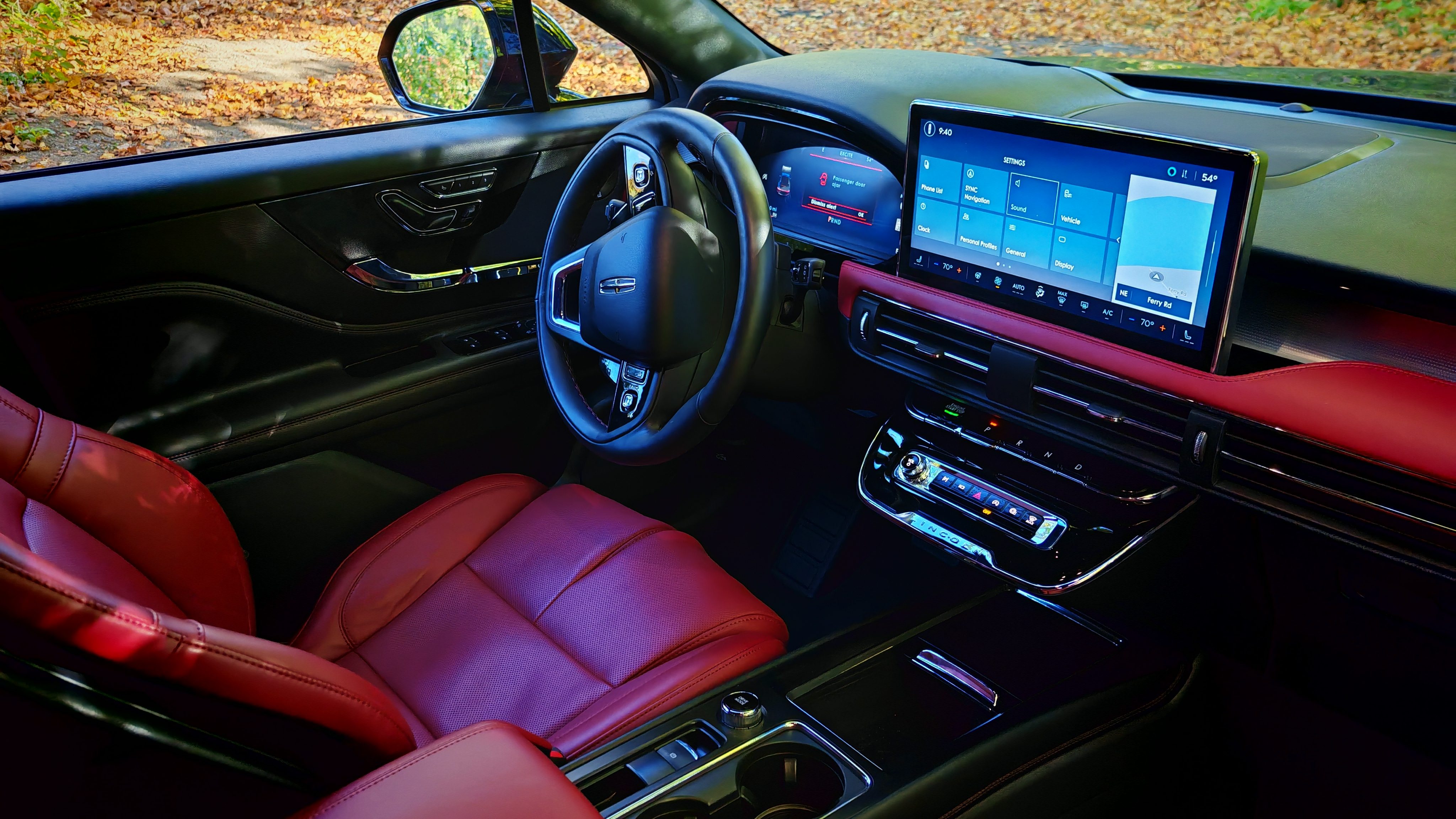 Interior shot of the 2024 Lincoln Corsair focusing on the steering wheel