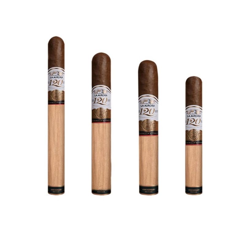 La Aurora 120th anniversary cigar in vitolas