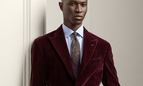 Man in RLPL red velvet suit