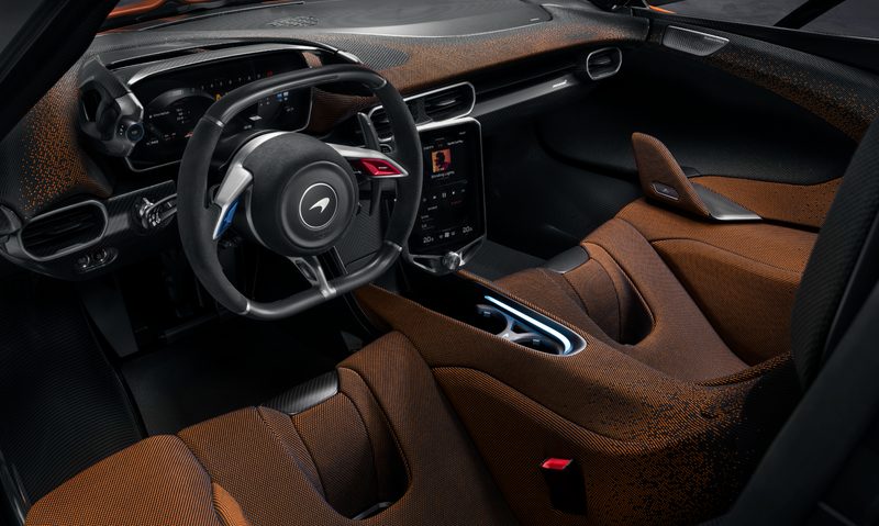 McLaren W`1 supercar interior and dash.