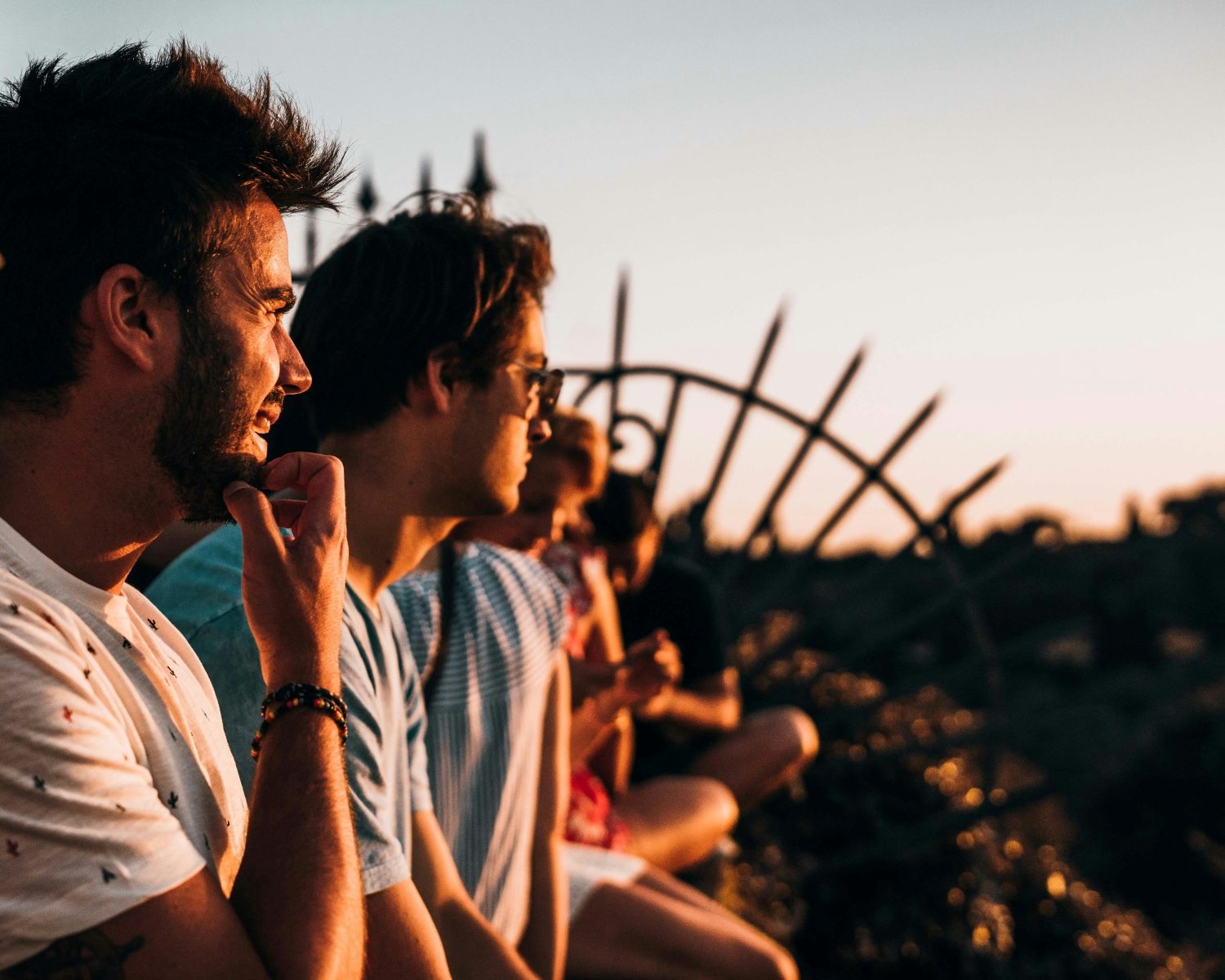 Men on a bench in Italy