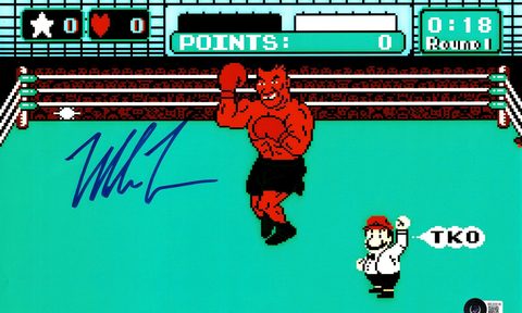 A signed-by Mike Tyson Punch-OUt!! Nintendo picture.