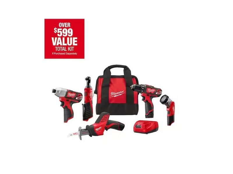 Milwaukee's M12 5-Tool Kit comes with two batteries.