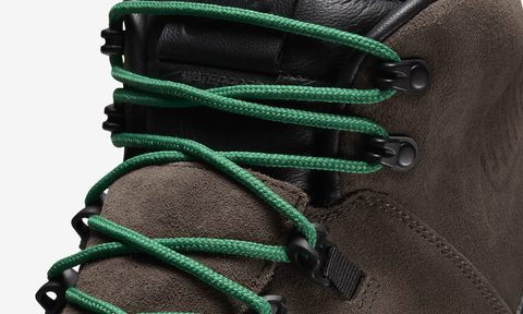 closeup on nike hiking boot laces