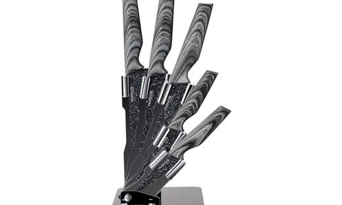 The Nuovva Kitchen Knife Block Set on a white background.