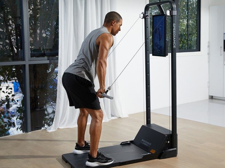 Speediance smart home gym system Gym Monster in use