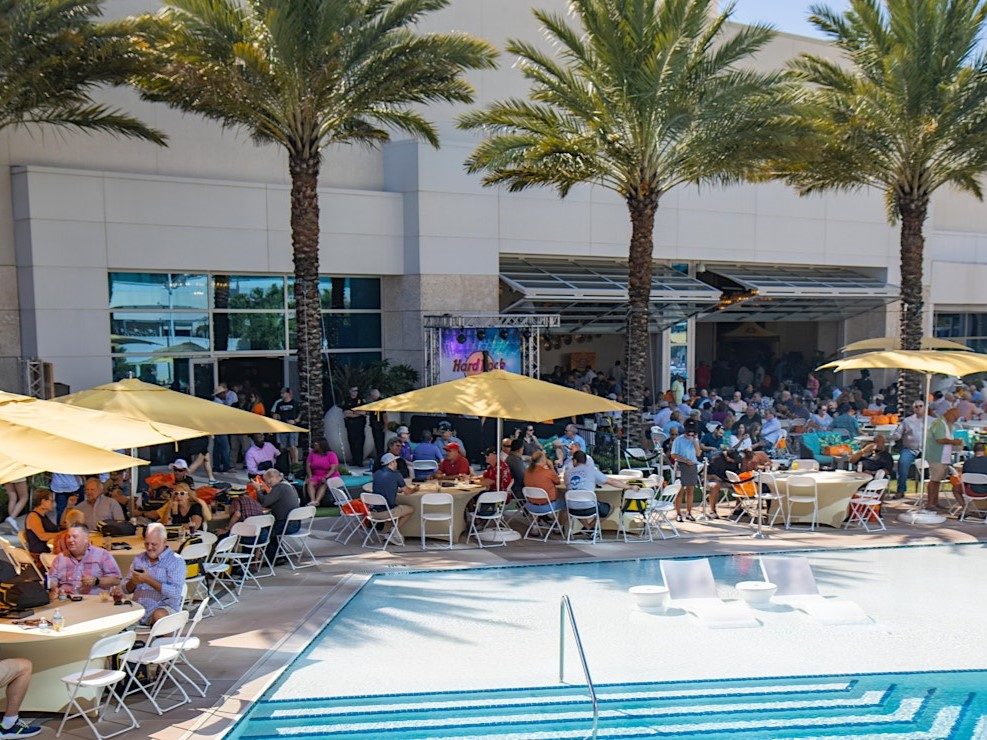 Tampa Bay Cigar Bash 2023 shot by the Seminole Hard Rock Tampa pool and event area