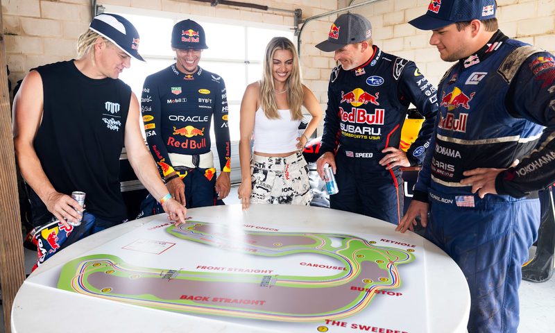 The four drivers survey their qualifying lines with host Emelia Hartford.