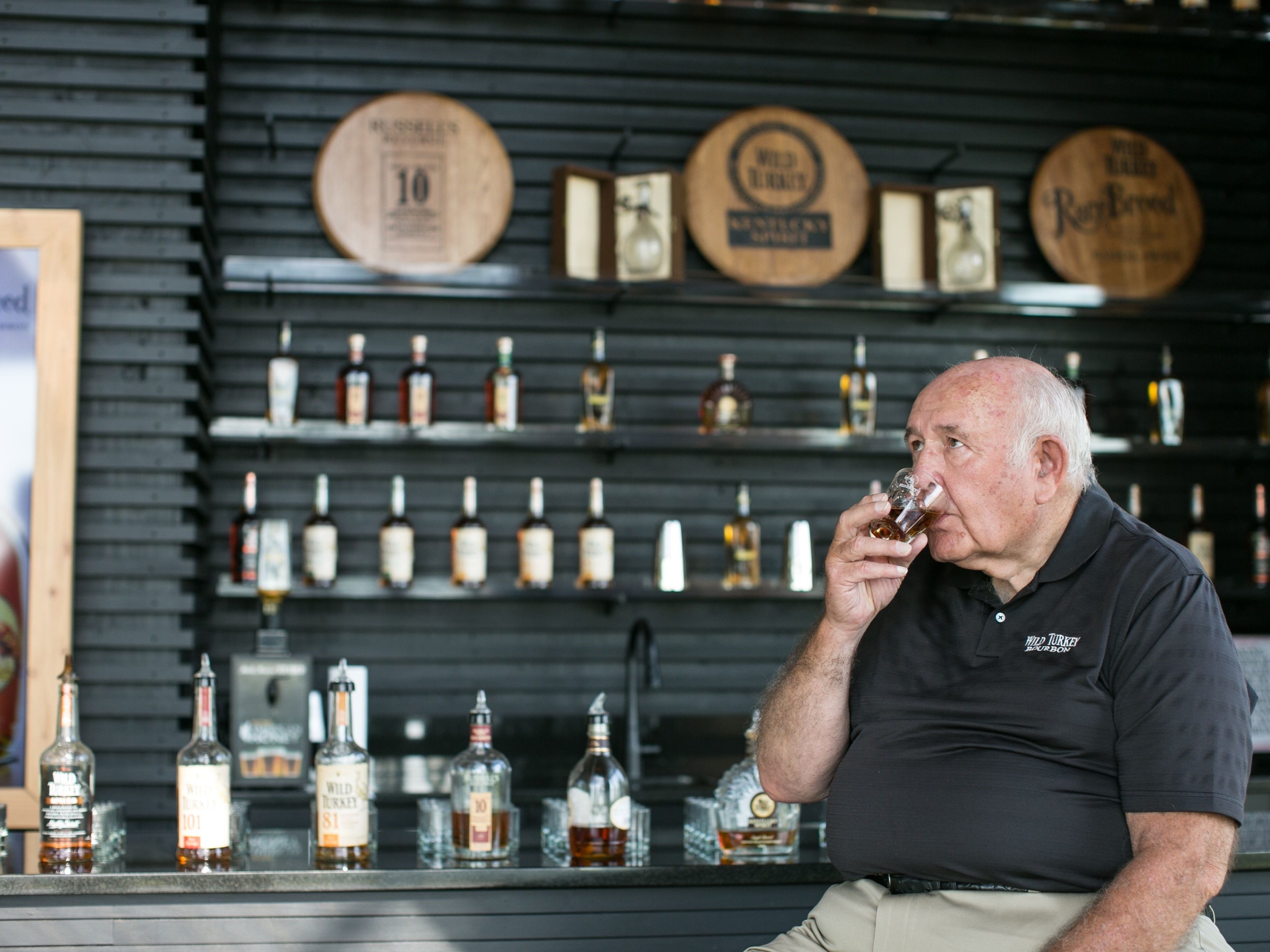 Wild Turkey Bourbon tasting whiskey at the distillery