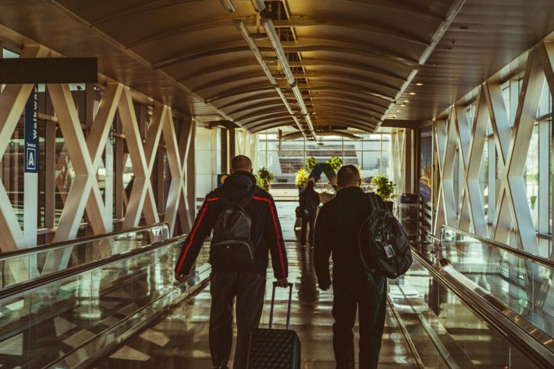 People walking through airport