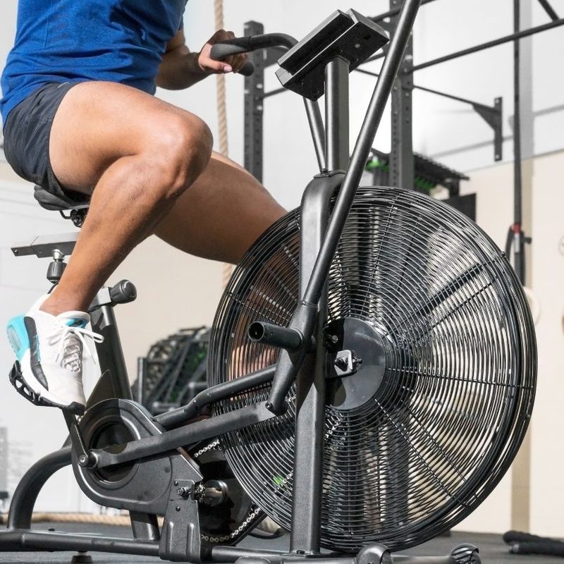 man on an exercise bike