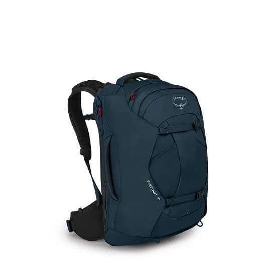 blue travel backpack
