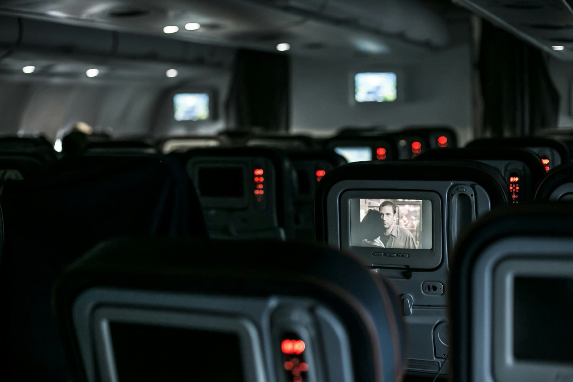 inside of a dark airplane