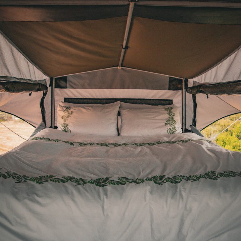 Pop-out bedroom of Invader's Duo X off-road camper/travel trailer.