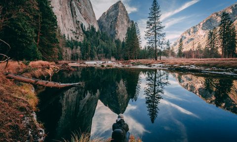 Reflections of mountains at Yosemite National Park