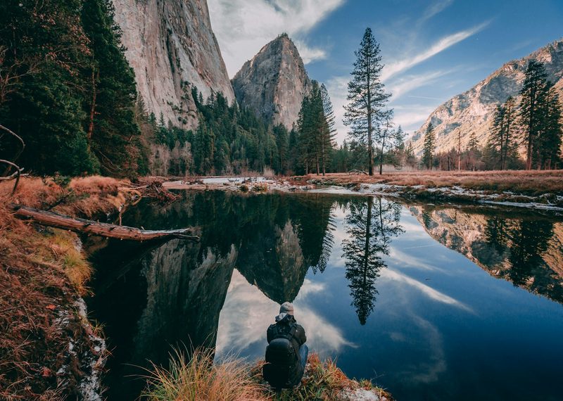 Reflections of mountains at Yosemite National Park