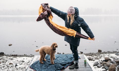 rumpl backcountry puffy camping blanket lifestyle