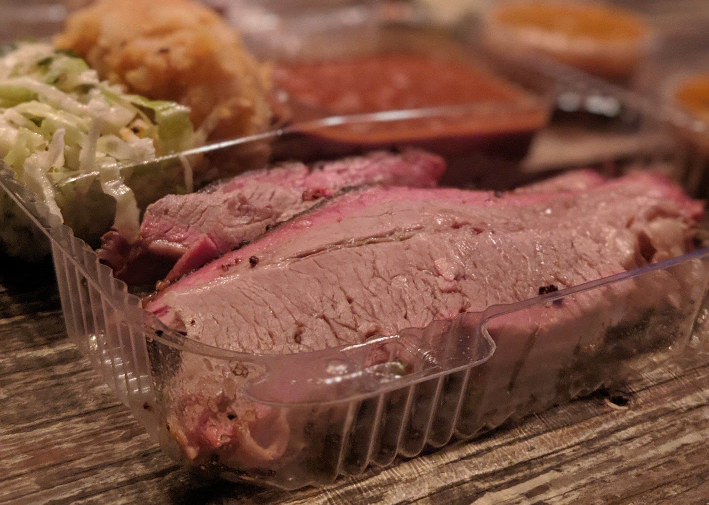 A piece of brisket from Salt Lick Austin