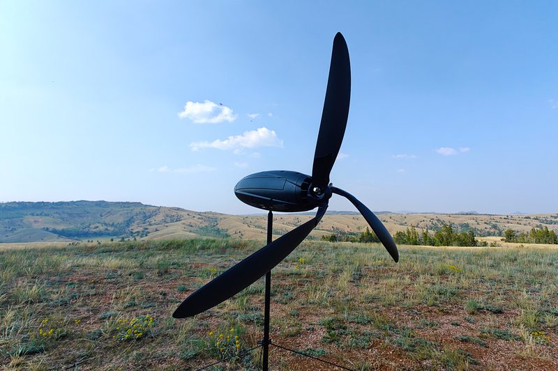 Shine portable wind turbine setup near Medicine Bow National Forest in Wyoming.