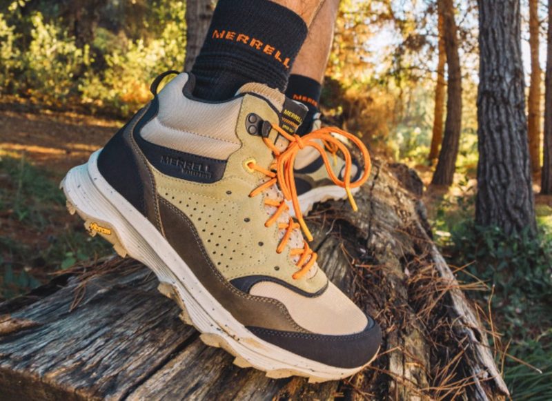 Man wearing Merrell hiking boots in nature