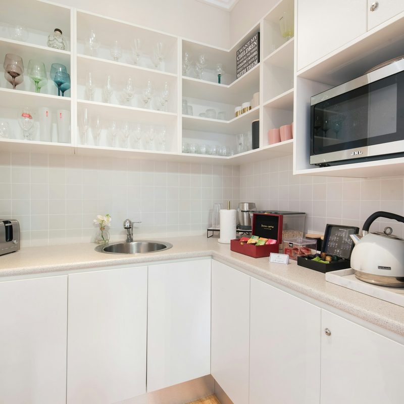 Kitchen with microwave