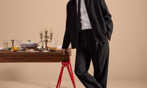 man wearing cole haan shoes