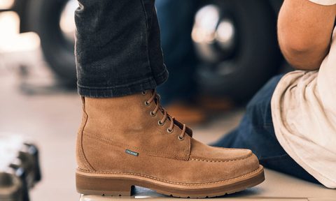 man wearing lace up boots